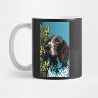 German Shorthair Pointer Dog Vibrant Tropical Flower Tall Retro Vintage Digital Pop Art Portrait Mug